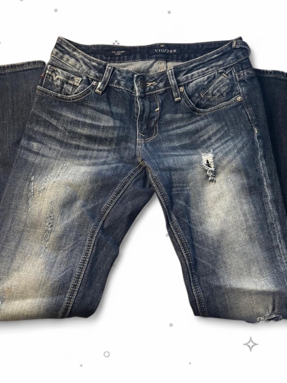Vigoss The Jagger Skinny Distressed Y2K McBling Denim Jeans Size 24